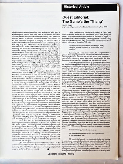 Operations: The Wargaming Journal: Number 6 Fall 1992 (Very good)