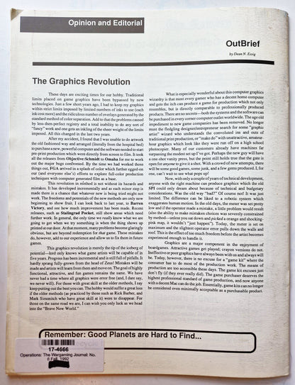 Operations: The Wargaming Journal: Number 6 Fall 1992 (Very good)