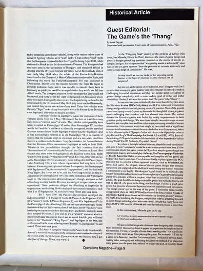 Operations: The Wargaming Journal: Number 6 Fall 1992 (Very good)
