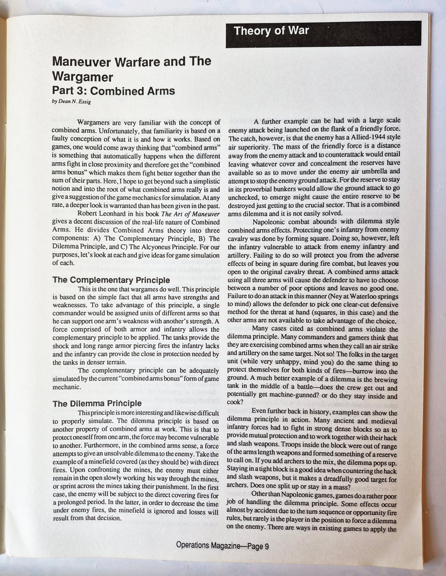 Operations: The Wargaming Journal: Number 7 Winter 1992 (Very good)