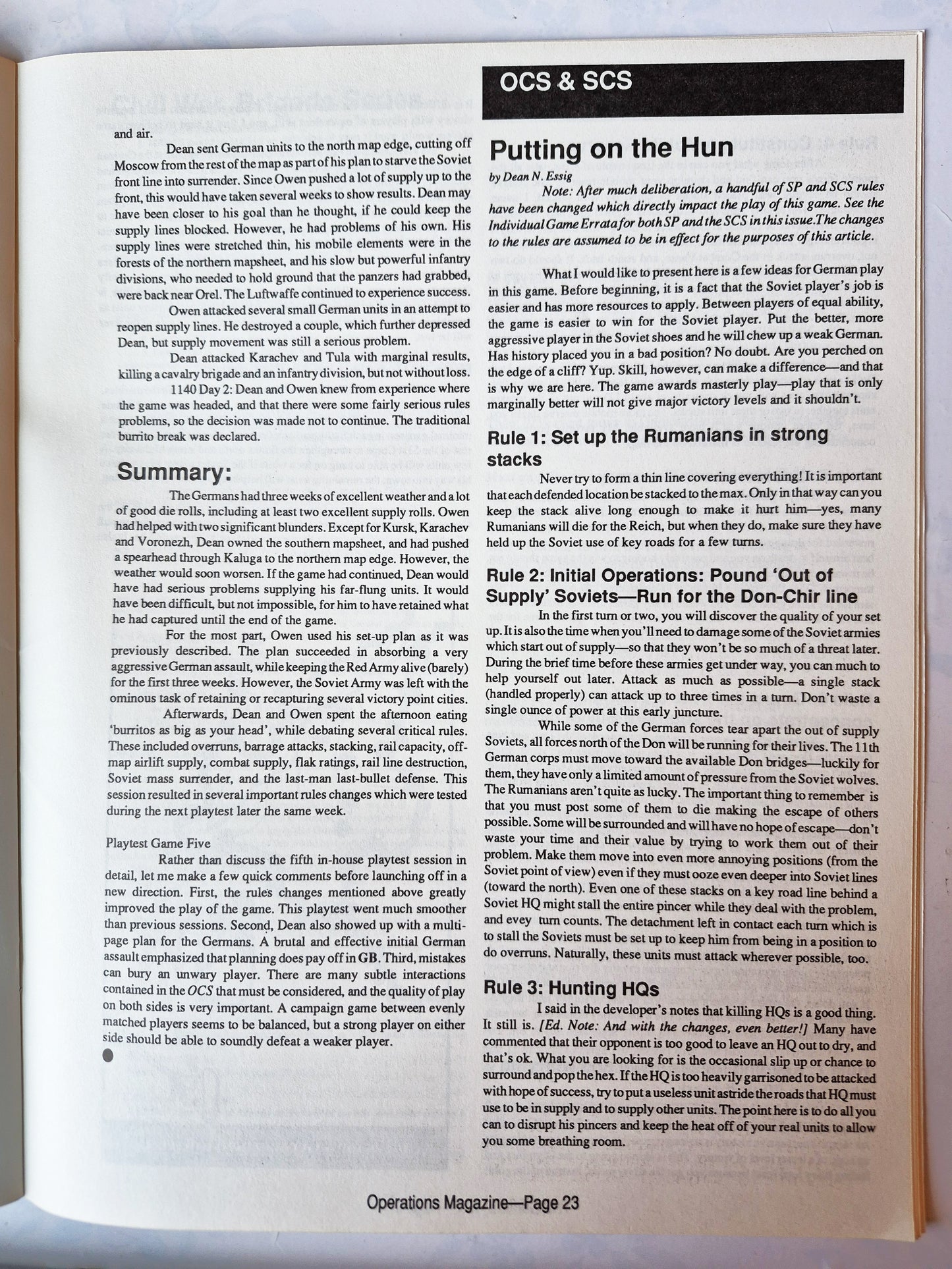 Operations: The Wargaming Journal: Number 7 Winter 1992 (Very good)