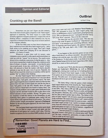 Operations: The Wargaming Journal: Number 7 Winter 1992 (Very good)