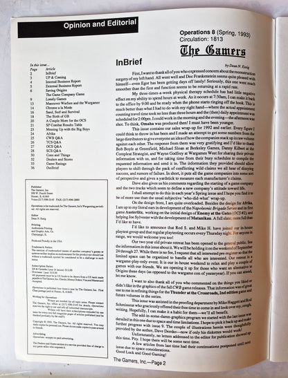 Operations: The Wargaming Journal: Number 8 spring 1993 (Very good)