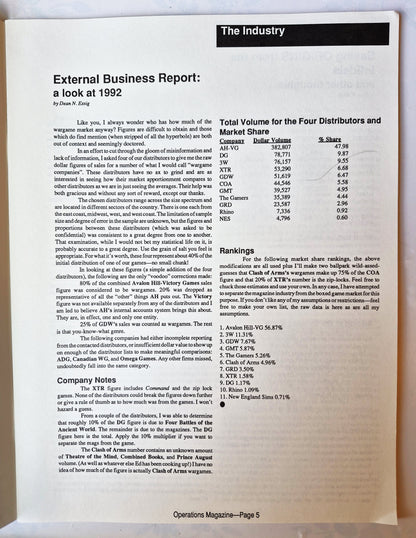 Operations: The Wargaming Journal: Number 8 spring 1993 (Very good)