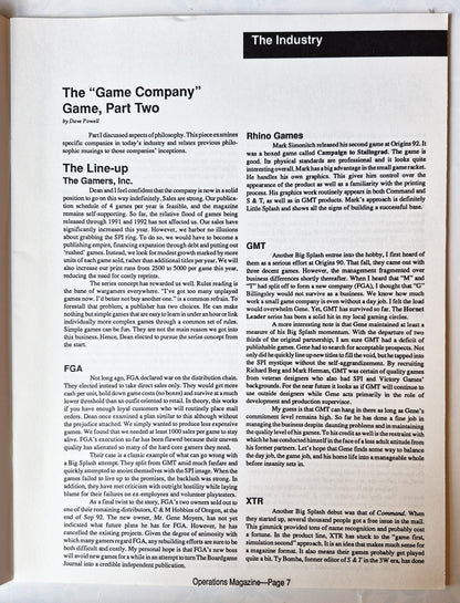 Operations: The Wargaming Journal: Number 9 Summer 1993 (Very good)