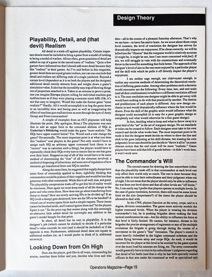 Operations: The Wargaming Journal: Number 9 Summer 1993 (Very good)