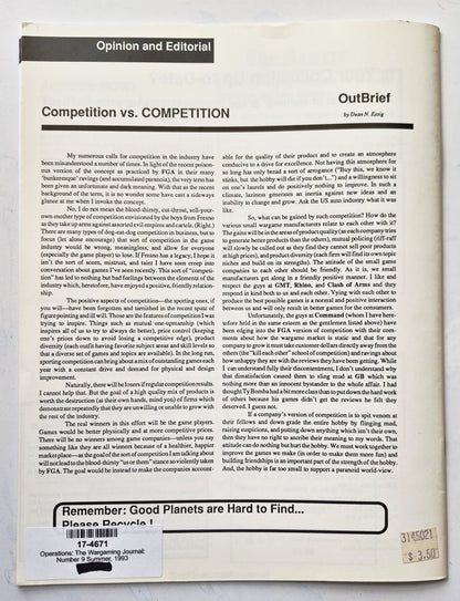 Operations: The Wargaming Journal: Number 9 Summer 1993 (Very good)