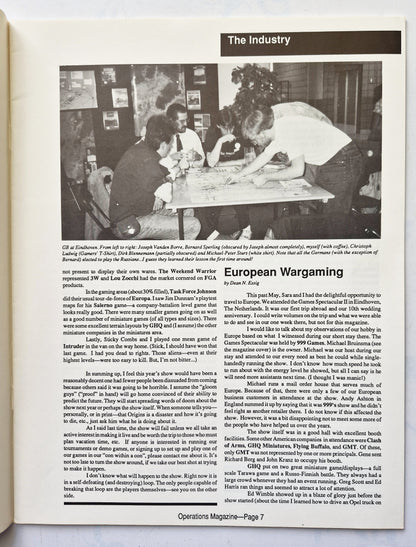 Operations: The Wargaming Journal: Number 10 Fall 1993 (Very good)