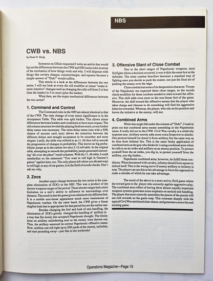 Operations: The Wargaming Journal: Number 10 Fall 1993 (Very good)