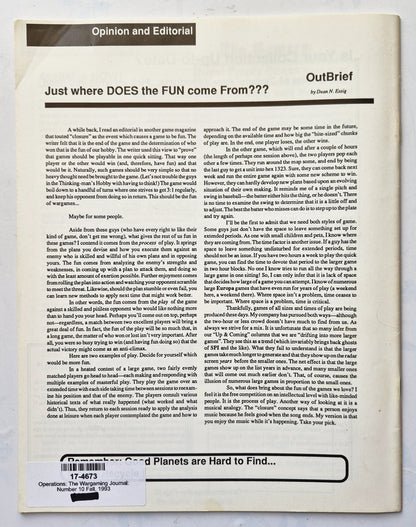 Operations: The Wargaming Journal: Number 10 Fall 1993 (Very good)