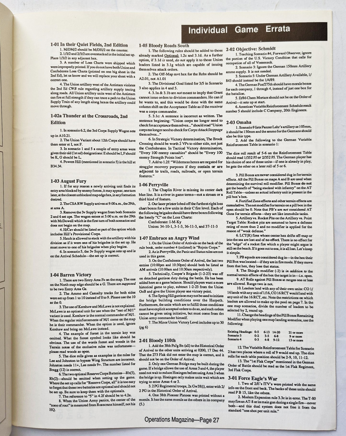 Operations: The Wargaming Journal: Number 10 Fall 1993 (Very good)
