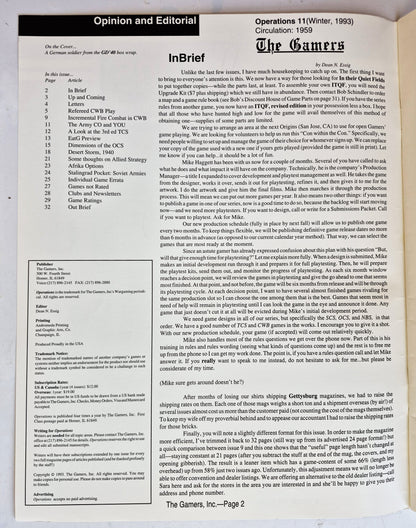 Operations: The Wargaming Journal: Number 11 Winter, 1993 (Very good)