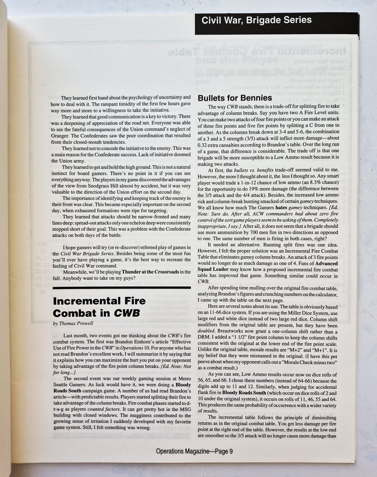 Operations: The Wargaming Journal: Number 11 Winter, 1993 (Very good)