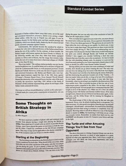 Operations: The Wargaming Journal: Number 11 Winter, 1993 (Very good)