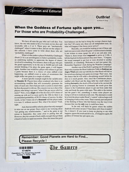 Operations: The Wargaming Journal: Number 11 Winter, 1993 (Very good)
