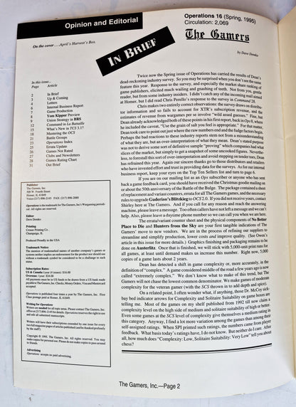 Operations: The Wargaming Journal: Number 16 Spring 1995 (Very good)