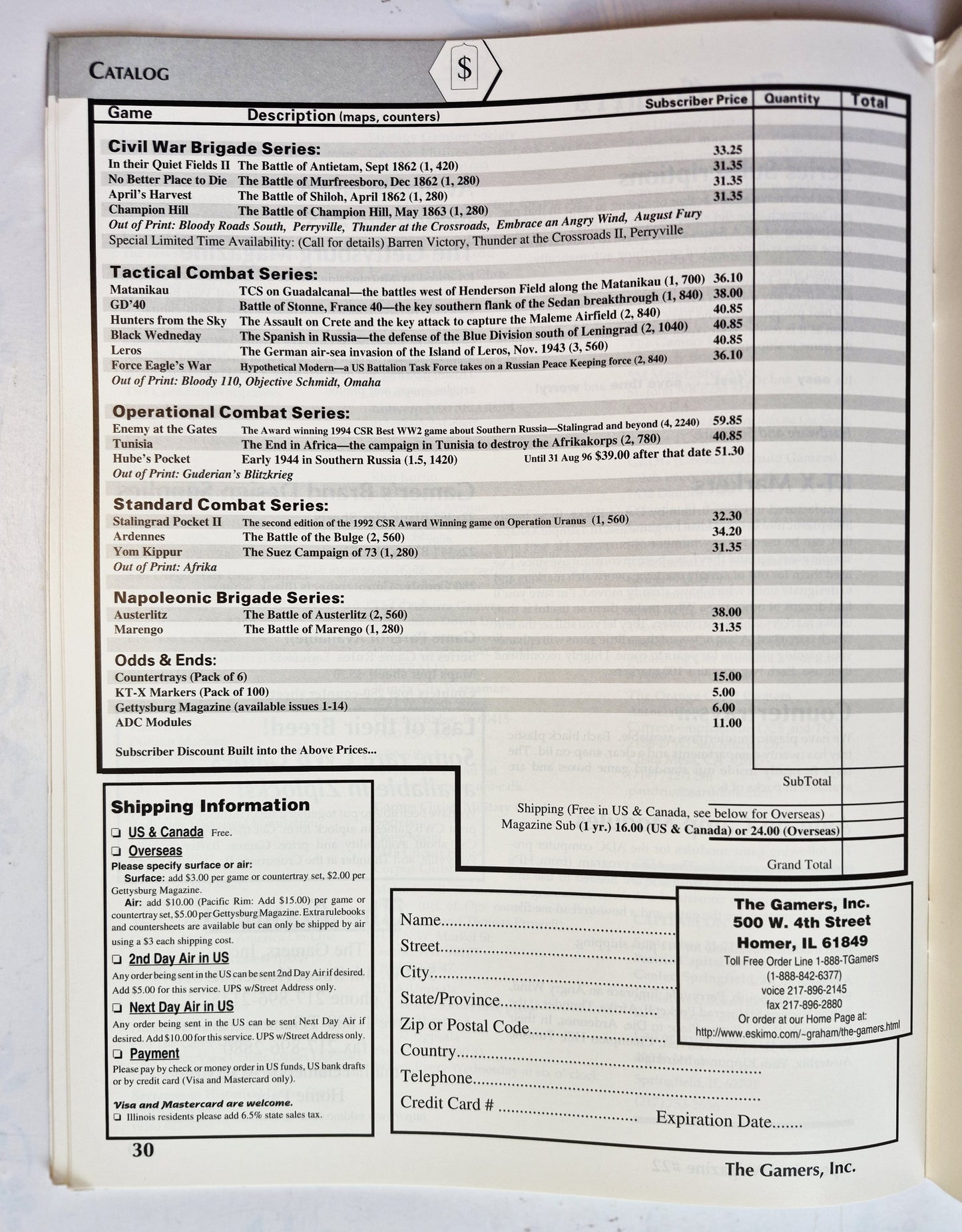 Operations: The Wargaming Journal: Issue 22 Fall, 1996 (Very good)