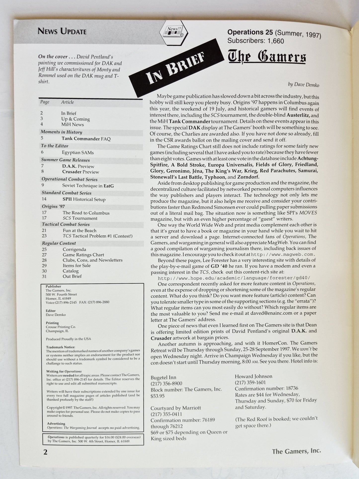 Operations: The Wargaming Journal: Issue 25 Summer, 1997 (Very good)