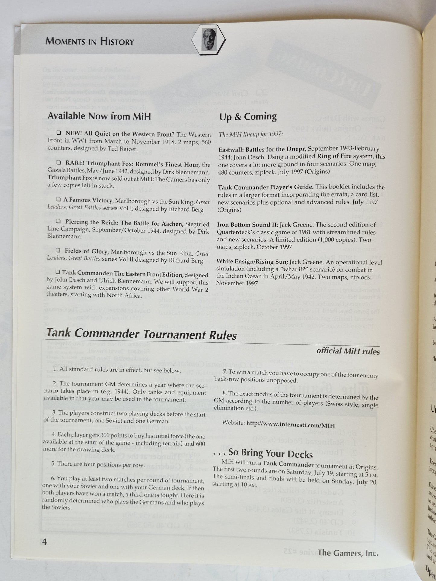 Operations: The Wargaming Journal: Issue 25 Summer, 1997 (Very good)
