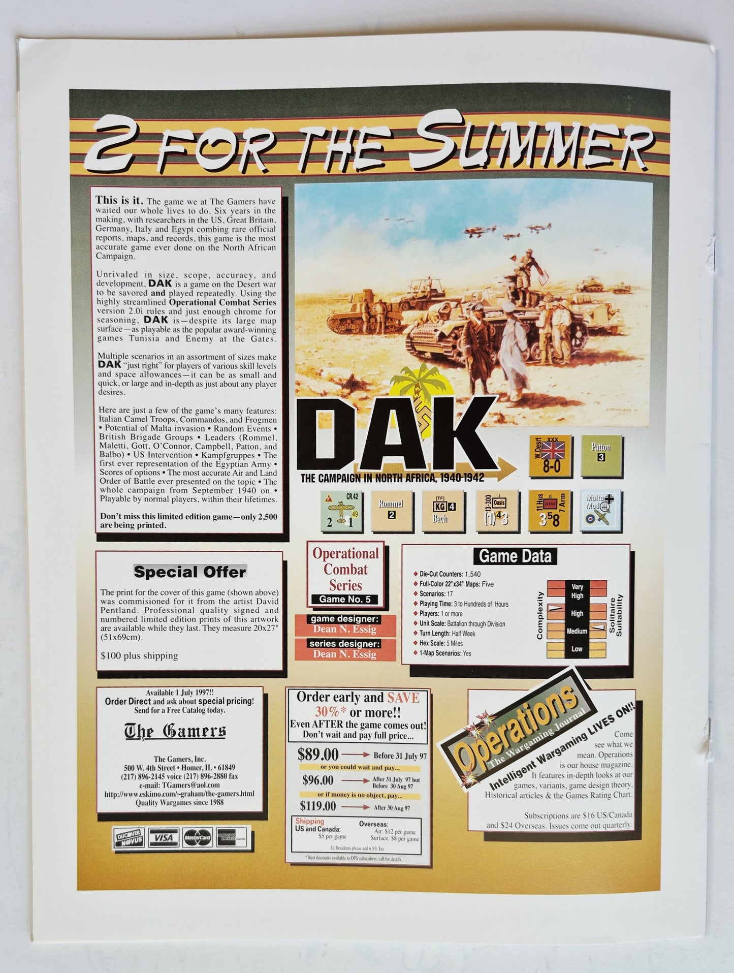 Operations: The Wargaming Journal: Issue 25 Summer, 1997 (Very good)