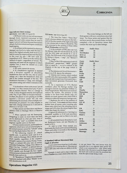 Operations: The Wargaming Journal: Issue 25 Summer, 1997 (Very good)