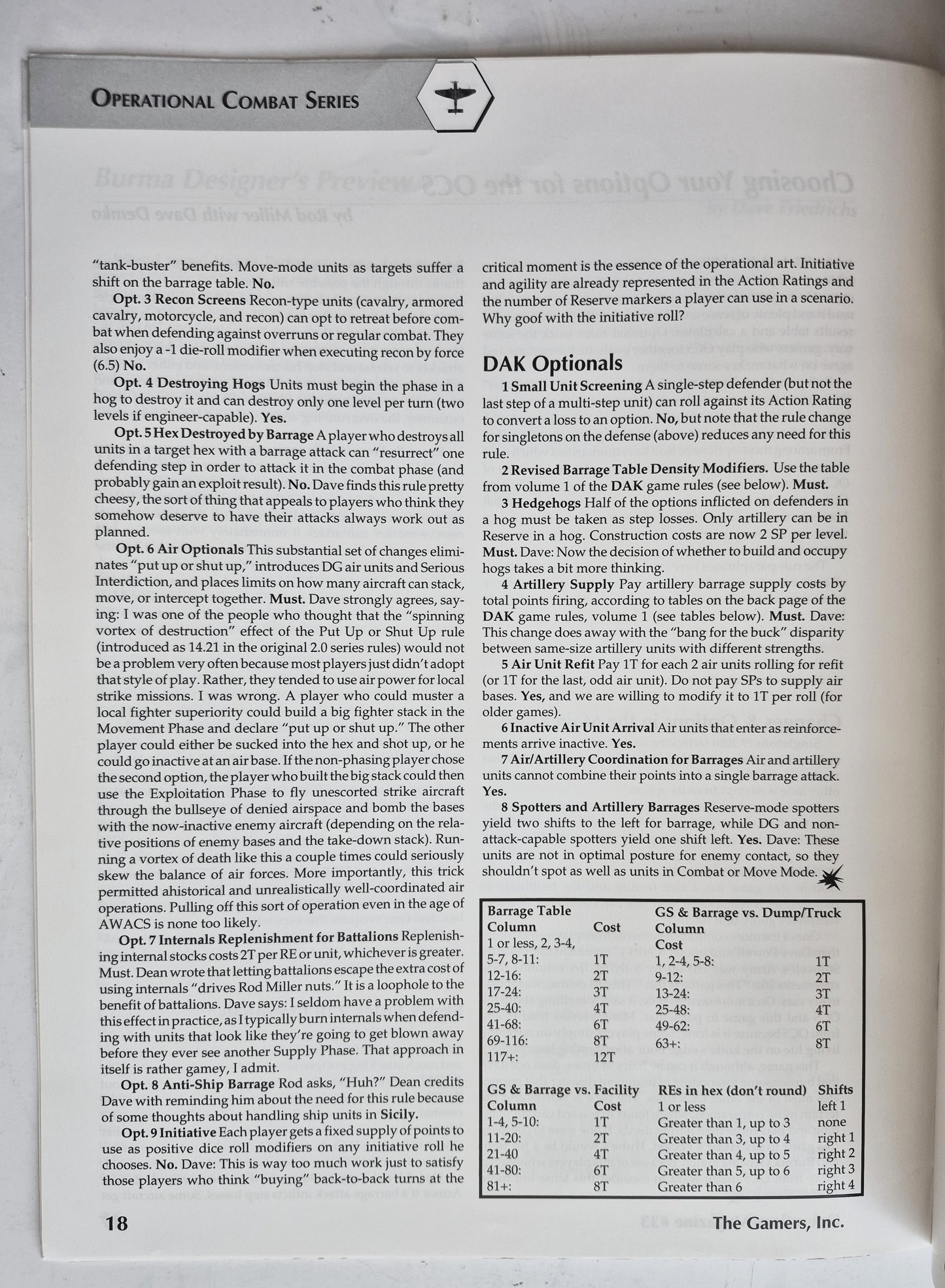 Operations: The Wargaming Journal: Issue 33 Summer, 1999 (Very good)