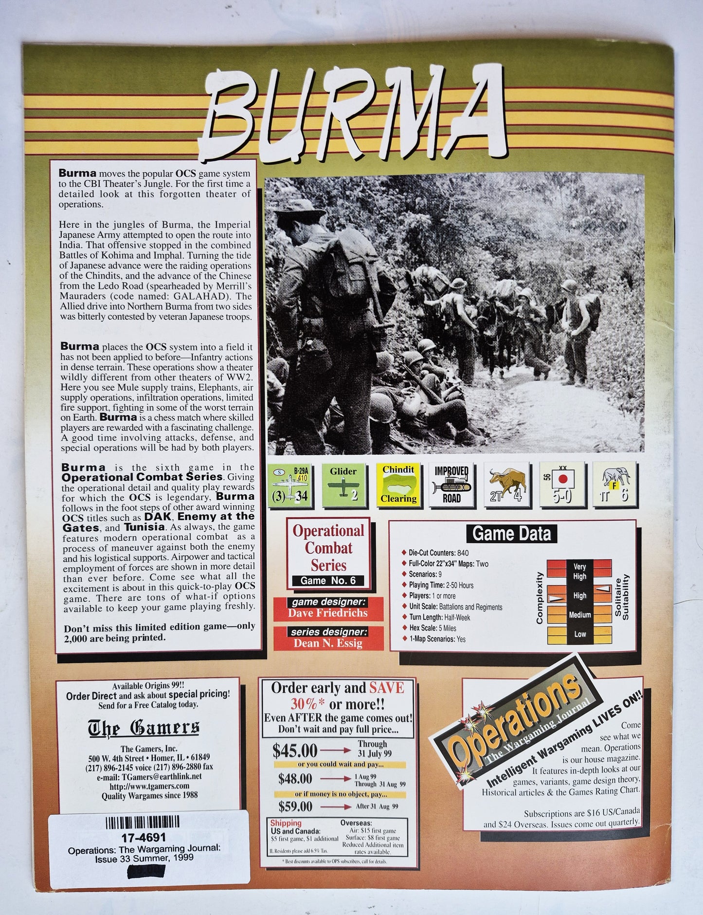 Operations: The Wargaming Journal: Issue 33 Summer, 1999 (Very good)