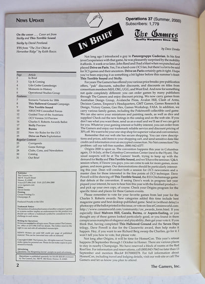Operations: The Wargaming Journal: Issue 37 Summer, 2000 (Very good)