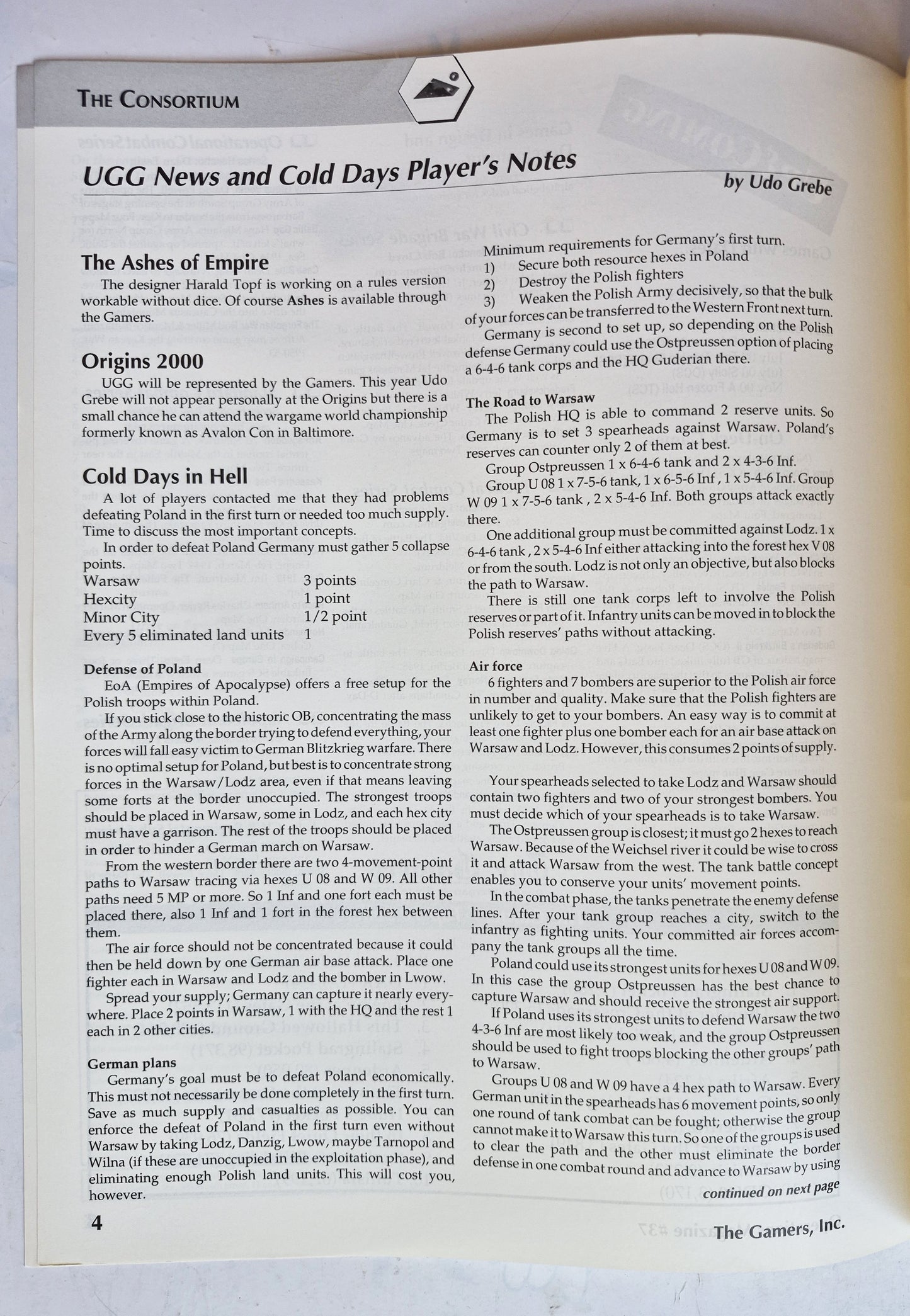 Operations: The Wargaming Journal: Issue 37 Summer, 2000 (Very good)