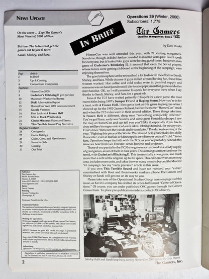 Operations: The Wargaming Journal: Issue 39 Winter, 2000 (Very good)