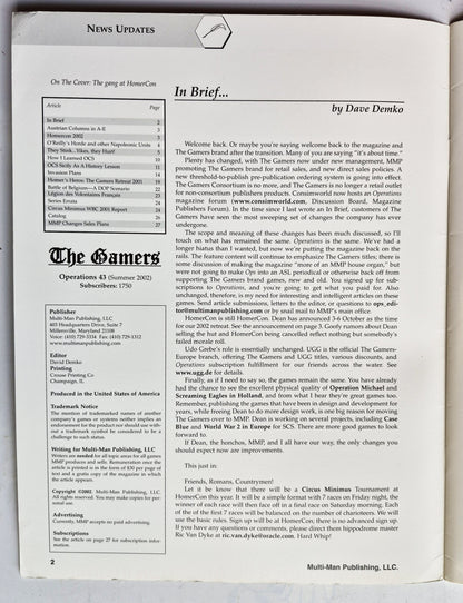 Operations: The Wargaming Journal: Issue 43 Summer, 2002 (Very good)