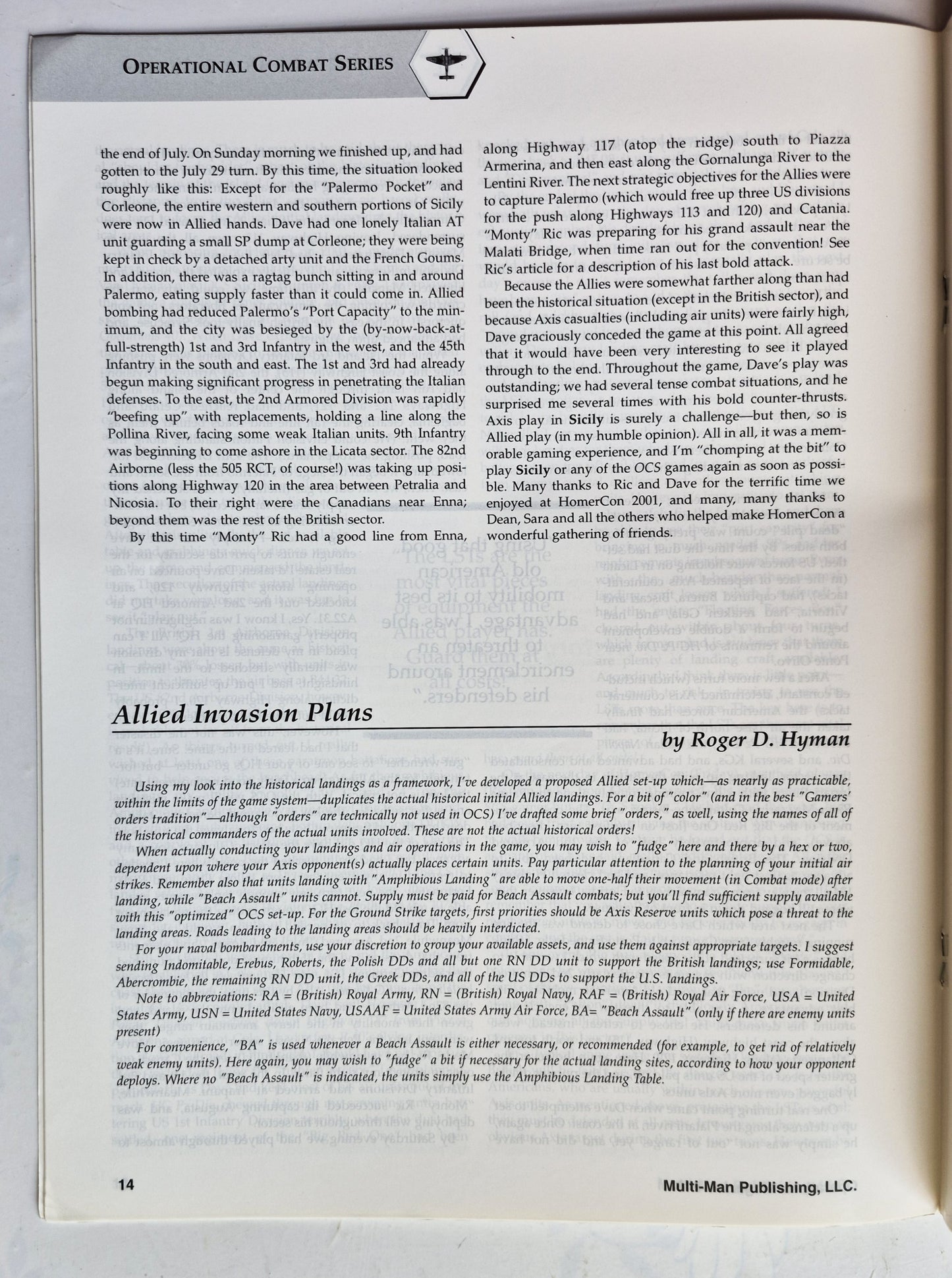 Operations: The Wargaming Journal: Issue 43 Summer, 2002 (Very good)