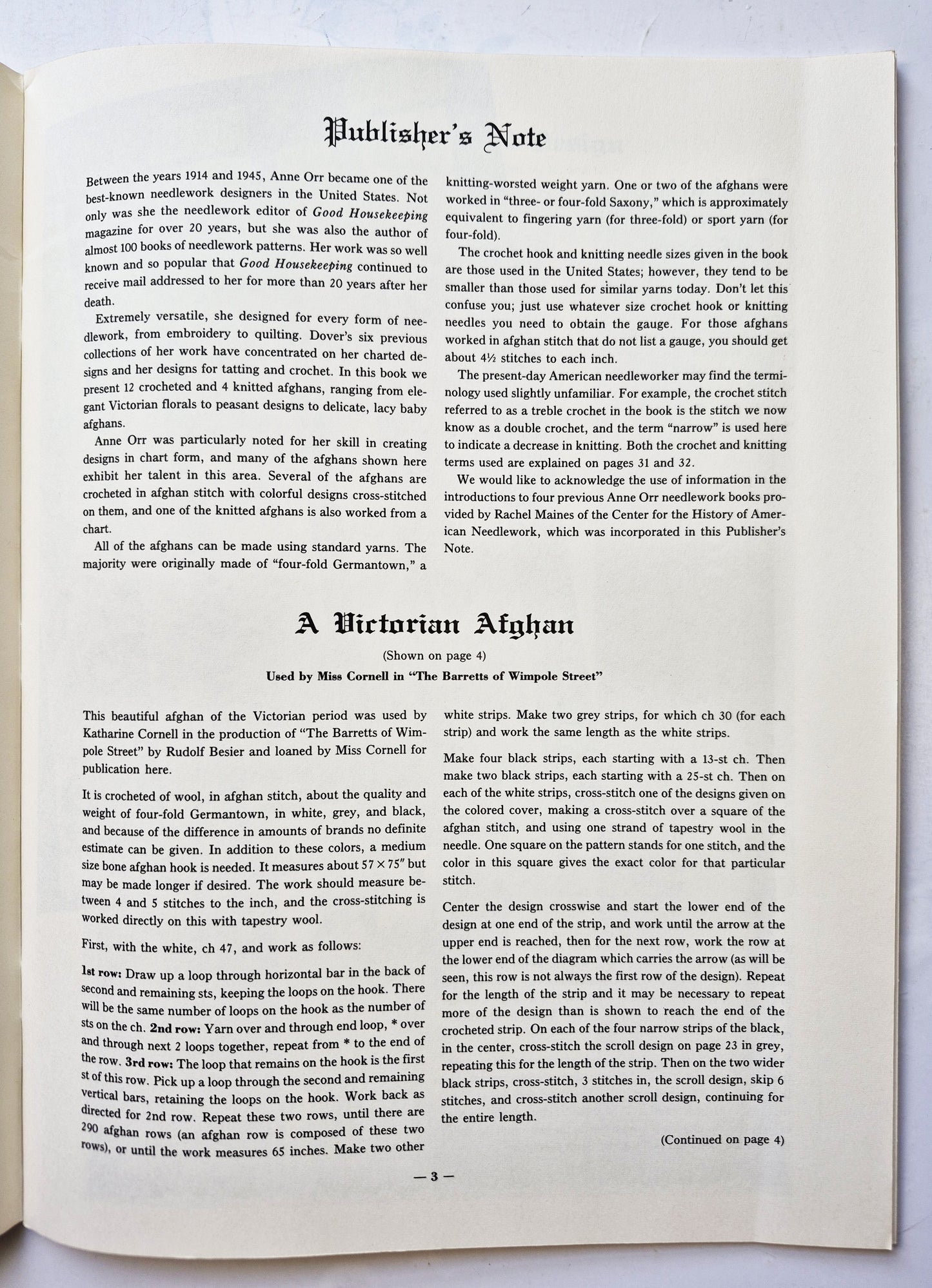 Anne Orr's Afghans to Crochet and Knit by Anne Orr (Good, 1987, Pbk, 32 pgs, Dover)