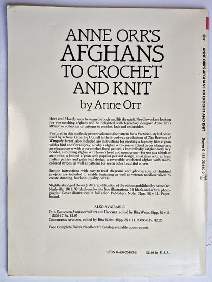 Anne Orr's Afghans to Crochet and Knit by Anne Orr (Good, 1987, Pbk, 32 pgs, Dover)