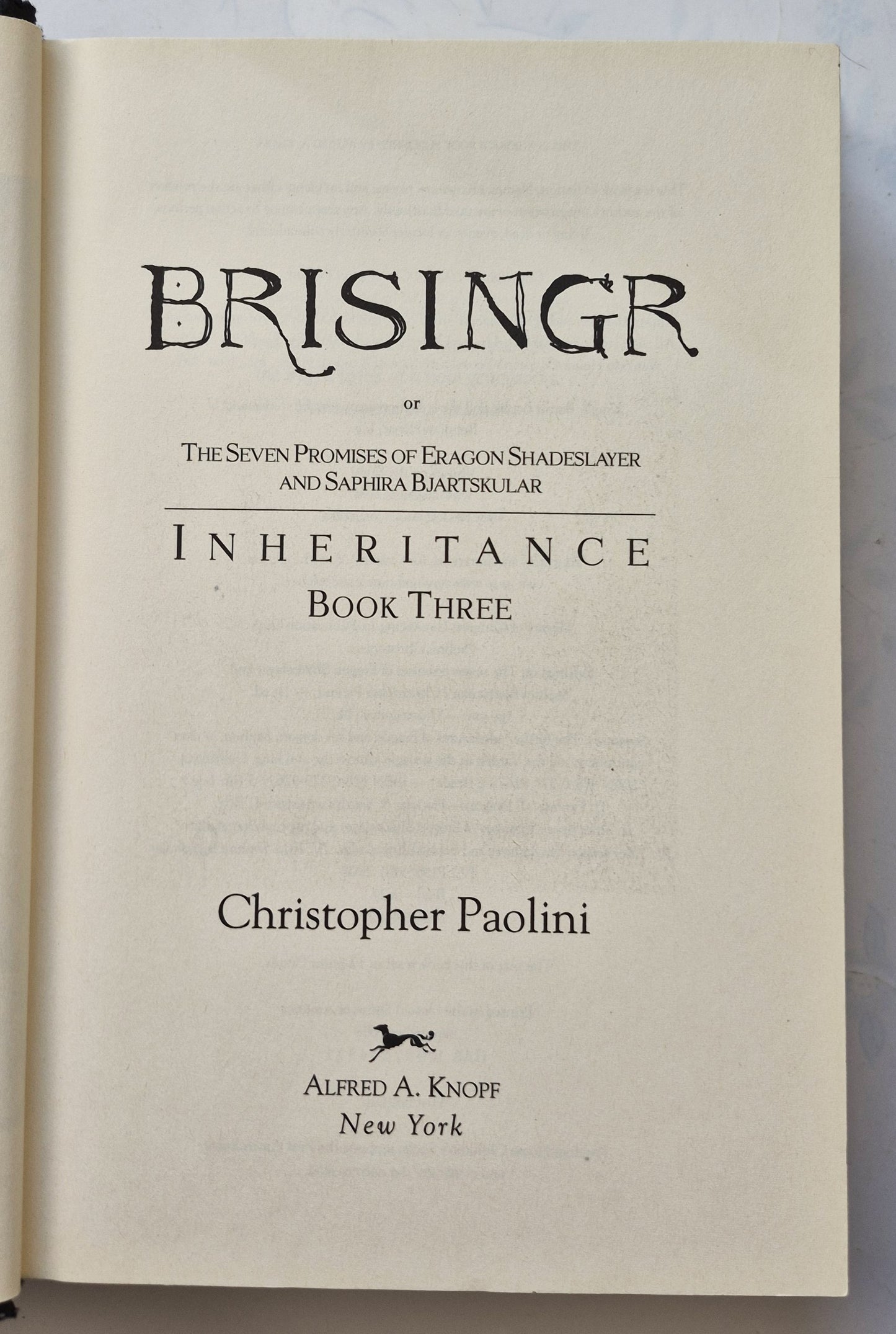 Brisingr #3: Inheritance by Christopher Paolini (Good, 2008, HC, 763 pgs, Alfred A. Knopf)