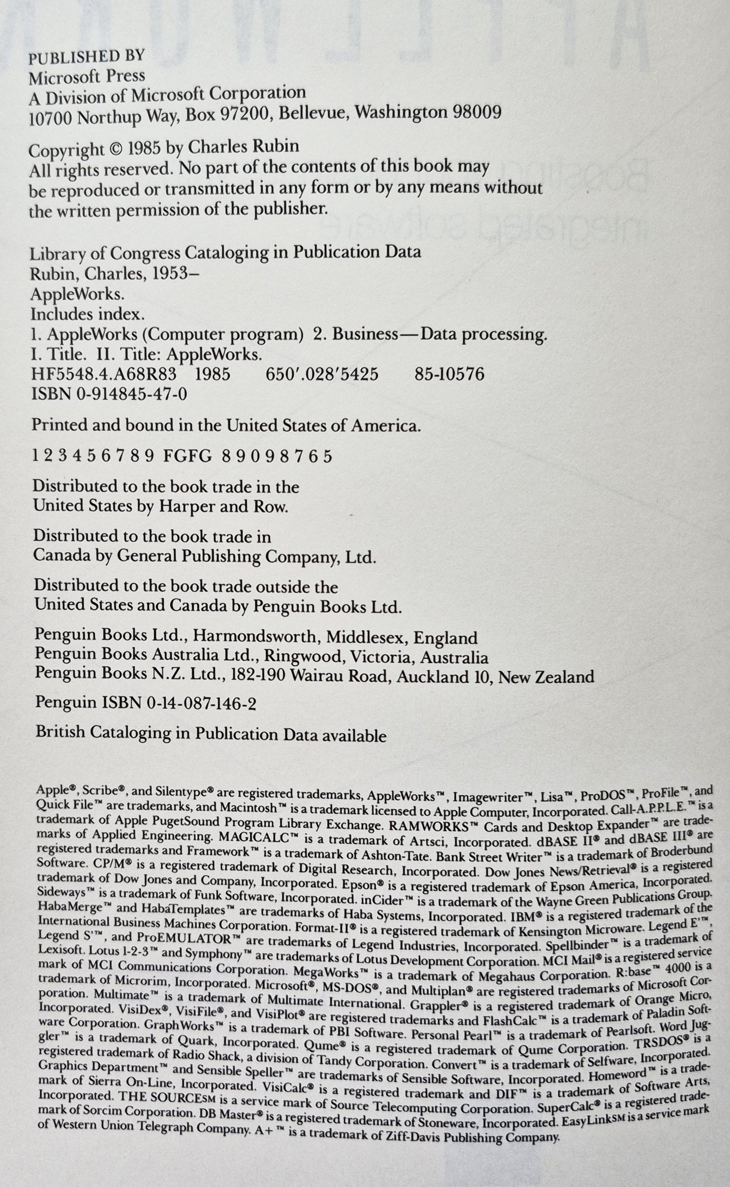 Appleworks: Boosting Your Business with Integrated Software by Charles Rubin (Very Good, 1985, Pbk, 296 pgs, Microsoft Press)