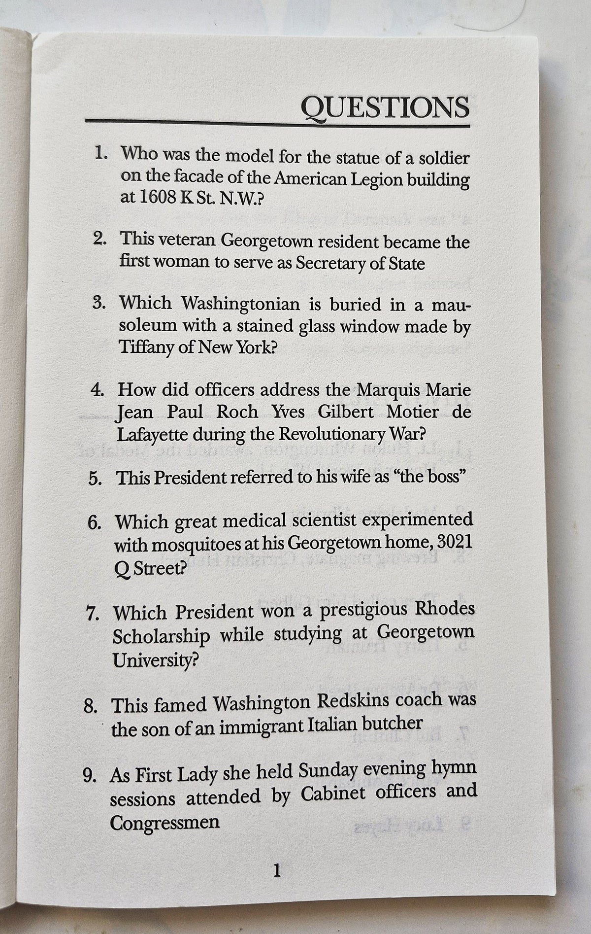 Exclusively Washington Trivia by Anthony S. Pitch (Very Good, 2005, Pbk, 172 pgs, Mino Pub)