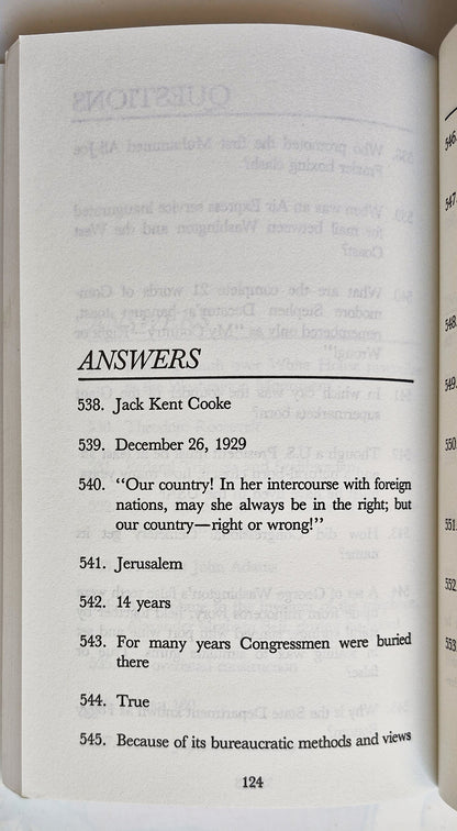 Exclusively Washington Trivia by Anthony S. Pitch (Very Good, 2005, Pbk, 172 pgs, Mino Pub)