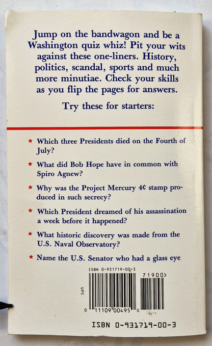 Exclusively Washington Trivia by Anthony S. Pitch (Very Good, 2005, Pbk, 172 pgs, Mino Pub)