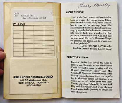 Prayer: Conversing with God by Rosalind Rinker (Good, 1972, Pbk, 95 pgs, Zondervan)