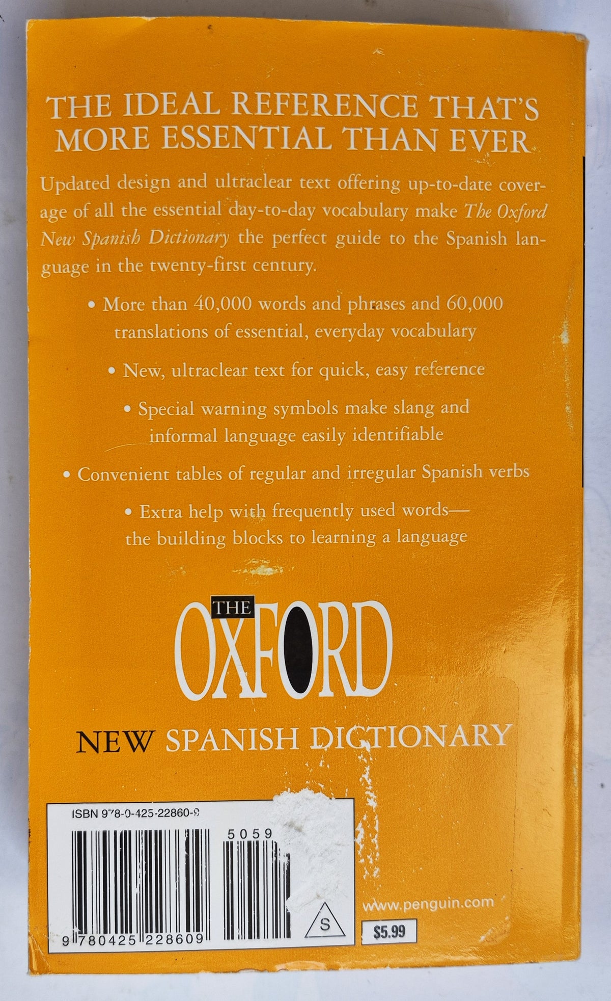 The Oxford New Spanish Dictionary edited by Nicholas Rollin; Carol Carvajal (Very good, 2009, PBK, 477 pgs, Berkley Pub)