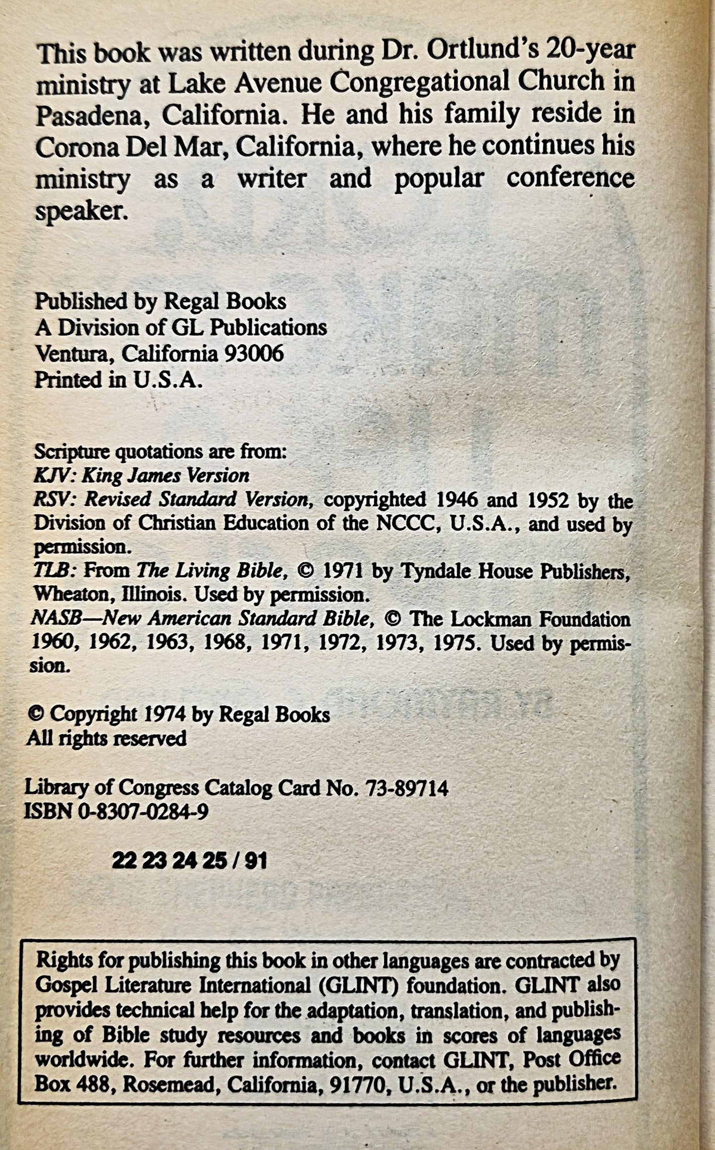Lord, Make My Life a Miracle! by Raymond C. Ortlund (Good, 1974, Pbk, 154 ps, GL Regal Books)