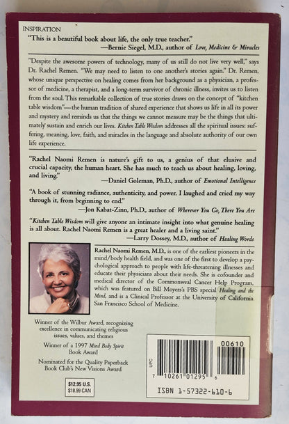 Kitchen Table Wisdom: Stories that Heal by Rachel Naomi Remen (Good, 1996, Pbk, 336 pgs, Riverhead Books)