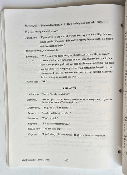 A Framework for Understanding Poverty Modules 1-9 Workbook by Ruby K. Payne (Very good, 1996, Pbk, 207 pgs, aha! Press)