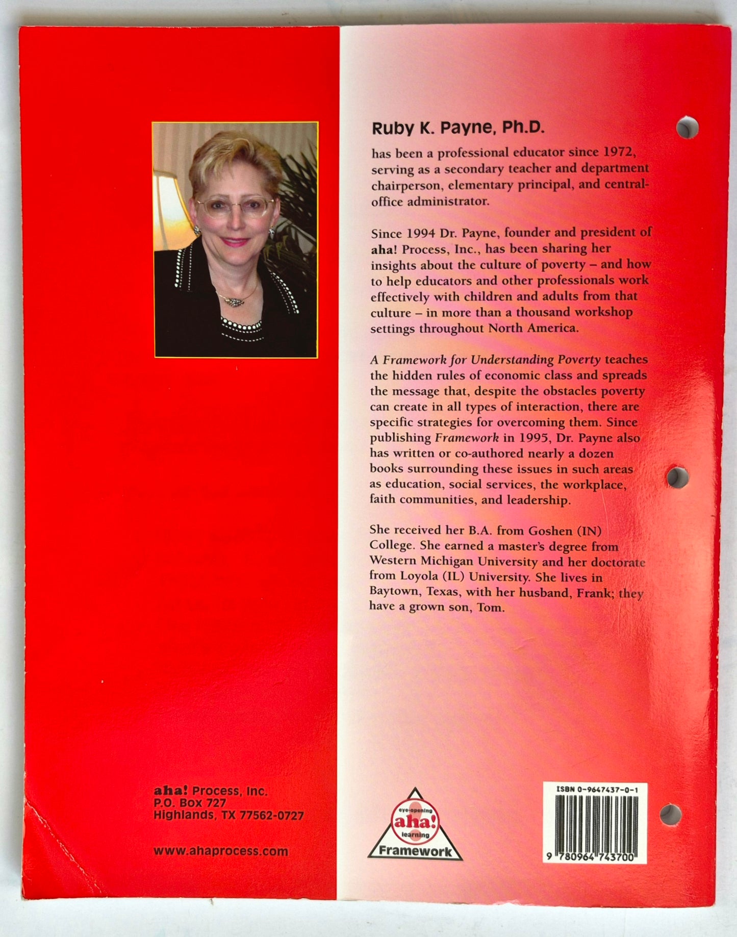 A Framework for Understanding Poverty Modules 1-9 Workbook by Ruby K. Payne (Very good, 1996, Pbk, 207 pgs, aha! Press)