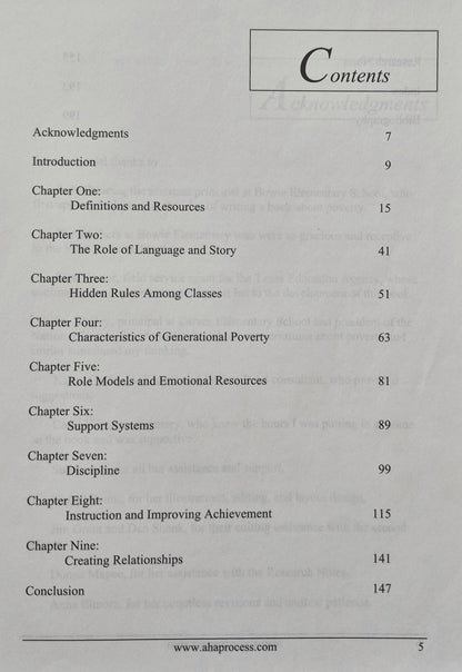 A Framework for Understanding Poverty por Ruby K. Payne (Muy bueno, 1996, Tapa blanda, 207 págs., aha! Press)