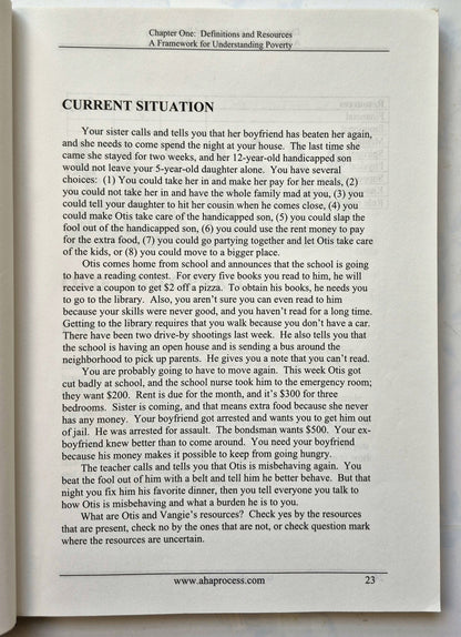 A Framework for Understanding Poverty por Ruby K. Payne (Muy bueno, 1996, Tapa blanda, 207 págs., aha! Press)
