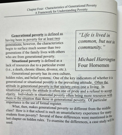 A Framework for Understanding Poverty por Ruby K. Payne (Muy bueno, 1996, Tapa blanda, 207 págs., aha! Press)