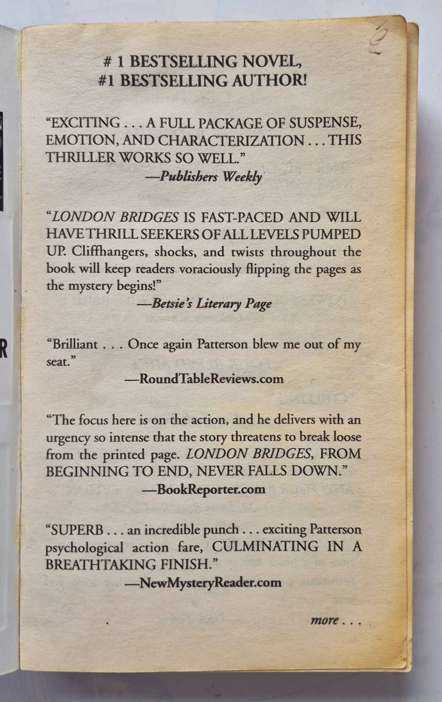 London Bridges by James Patterson (Alex Cross #10, Good, 2005, Pbk, 403 pgs, Warner Vision)