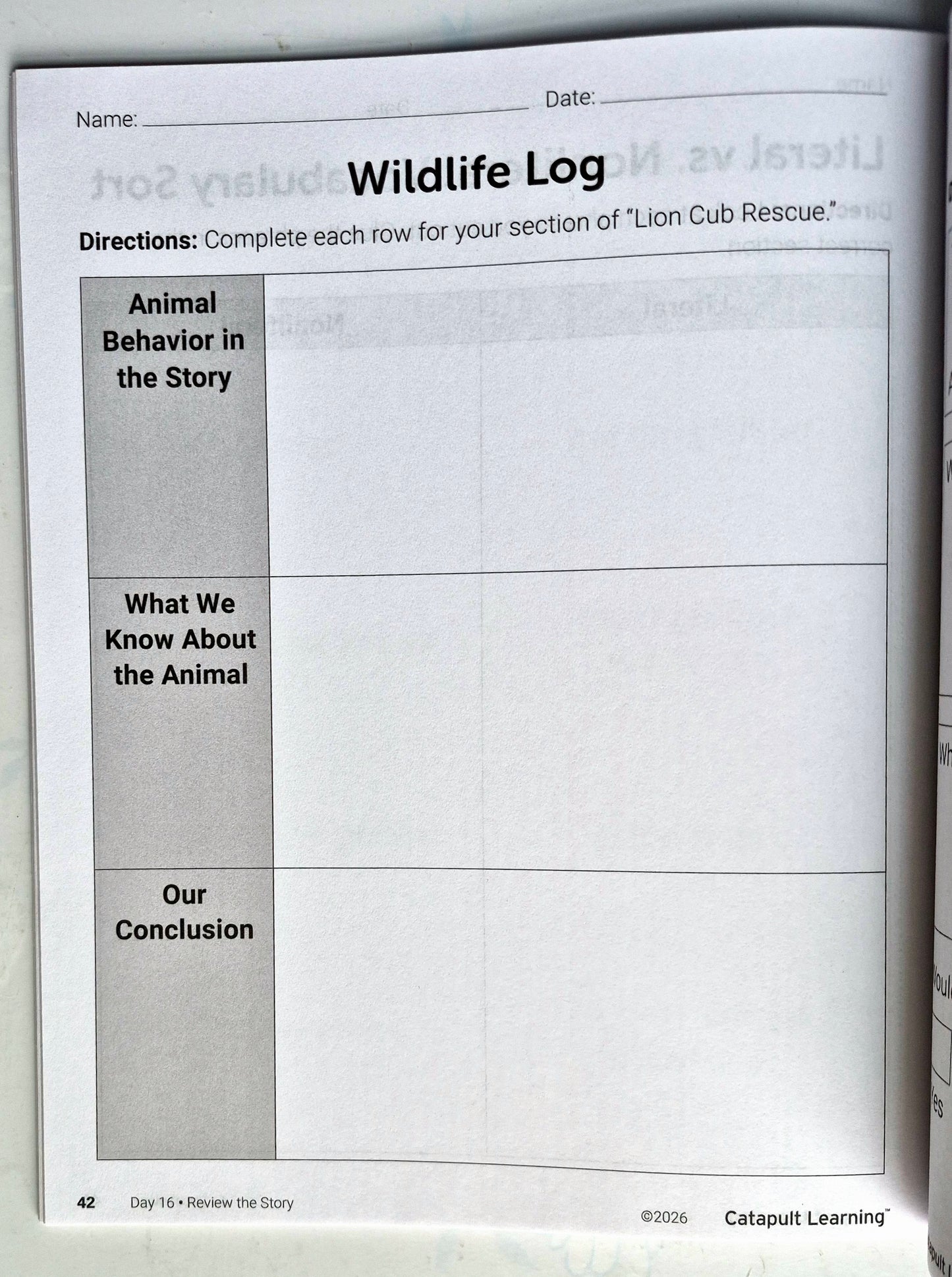 Wildlife Wonders Summer Journey Student Resource Book (New, 2026, Pbk, 53 pgs, Catapult Learning)